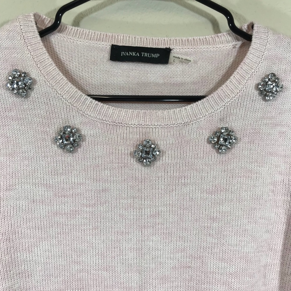Pink Embroidered Jewelry Sweater blouse shirt top - Picture 1 of 6